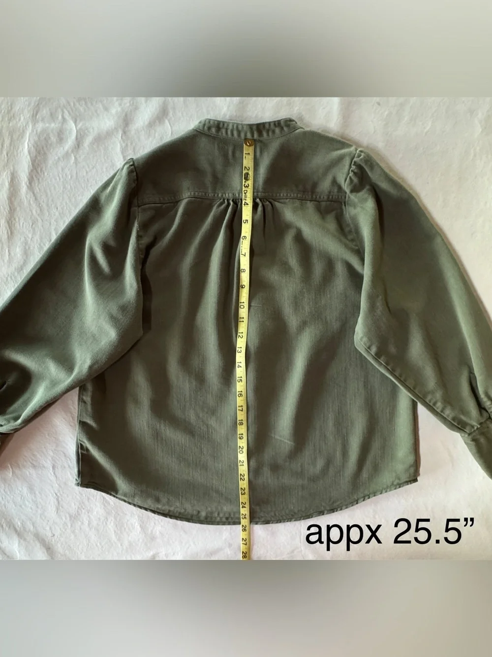 J.Crew Point Sur Draped Twill Button Down Shirt Army Olive Green AD266 (Size L)